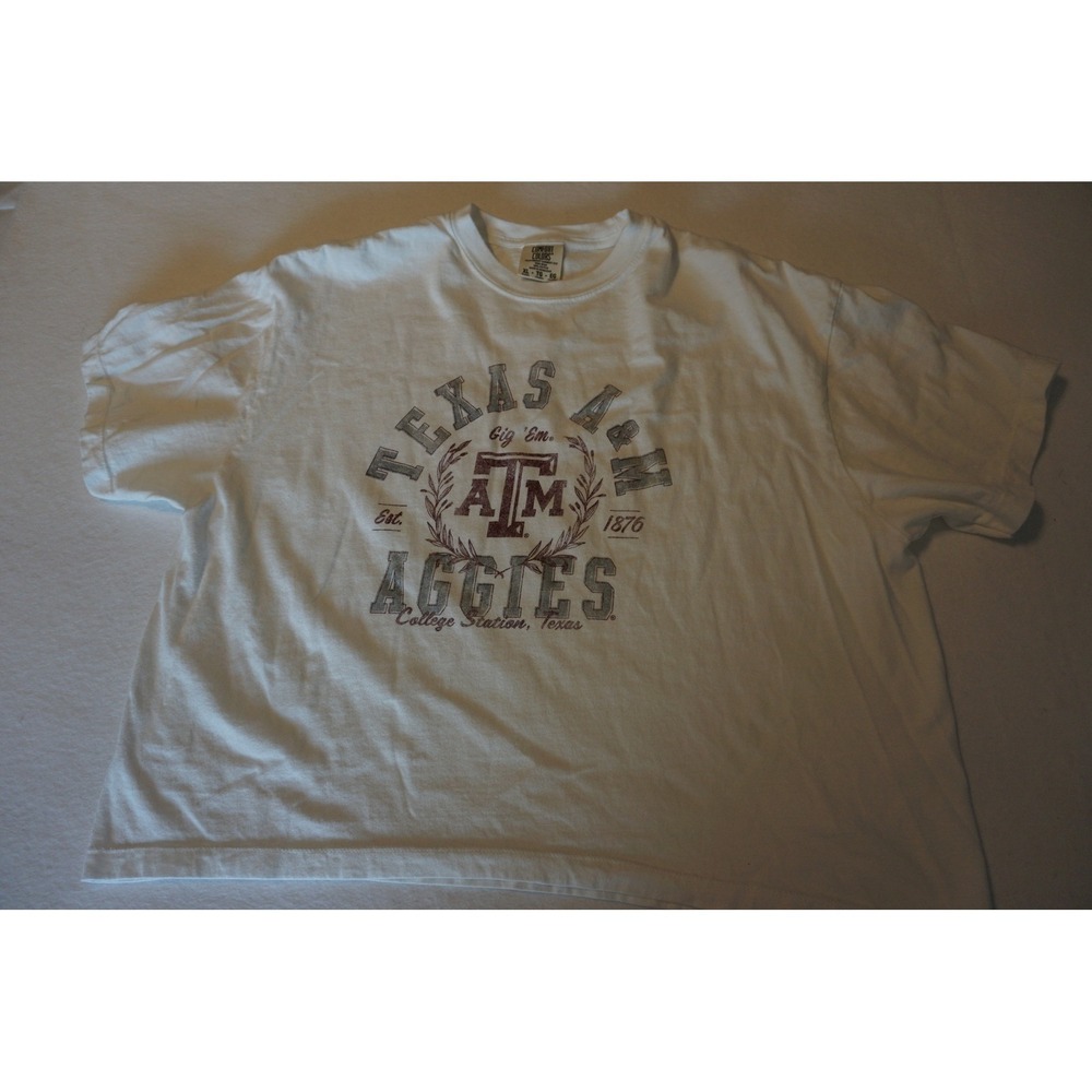 Comfort Colors Texas A&M Aggies T-Shirt Womens XL White Short‎ Sleeve Cotton Tee